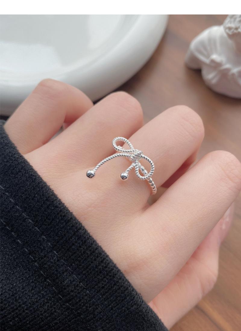 S925 Sterling Silver Bowknot Braided Open Ring for Women - 518(45%)