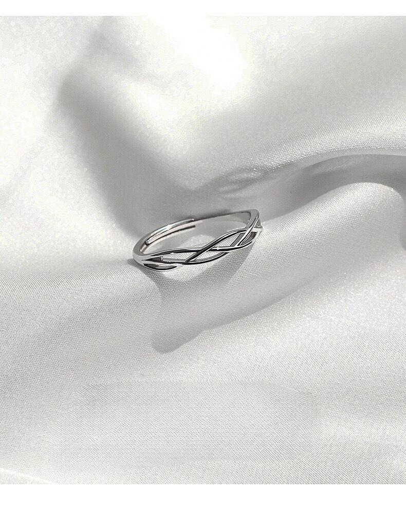 S925 Sterling Silver Plain Circle Geometric Line Winding Ring Female-538(45%)