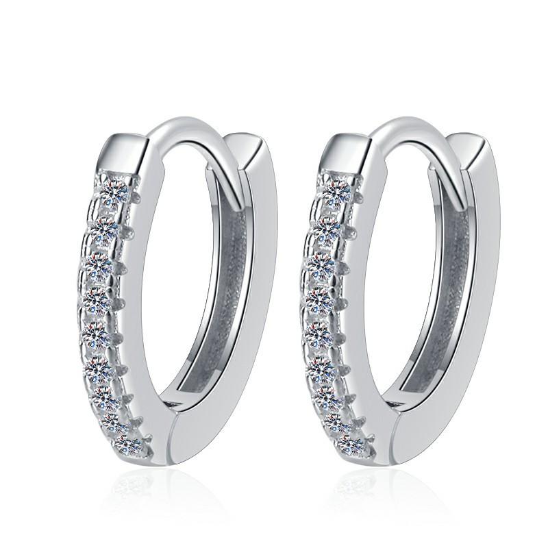 S925 Sterling Silver Circular Earrings Synthetic Moissanite Earrings Glittering daily life Earrings Springtok(35%)-646