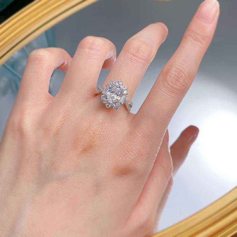 S925 sterling silver oval cut ring 7*9mm 6A cubic zirconia ring fashion jewelry accessory woman girl promise ring Springtok-280(35%)