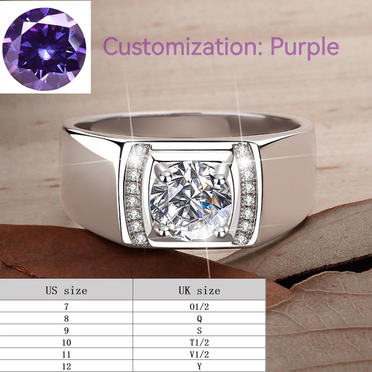 S925 Sterling Silver Man's Ring Inlaid with Super Flash Synthetic Moissanite elegant luxury daily life engagement ring-109(35%)