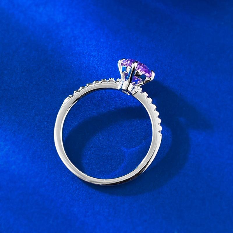 S925 Sterling Silver Purple Pigeon Egg Cut Oval Ring 6*8mm 6A Cubic Zirconia Ring-394(35%)