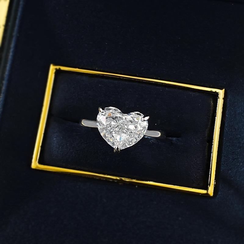 S925 Sterling Silver Ice Flower cut fat heart ring 10*8mm 8A cubic zirconia ring fashion jewelry accessory woman girl promise ring Springtok-354(35%)