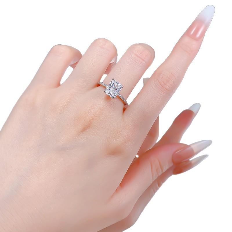 S925 Sterling Silver Rectangular 7*9mm 6A Cubic Zirconia Ring-443(25%)