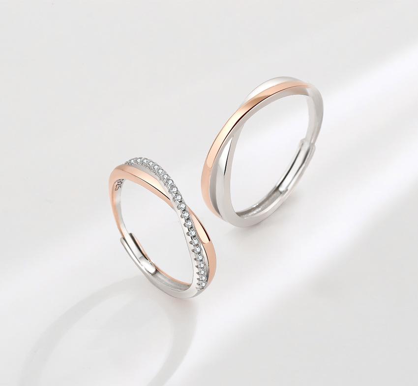 S925 Sterling Silver Mobius Couple Ring Cross Open Ring -555(45%)