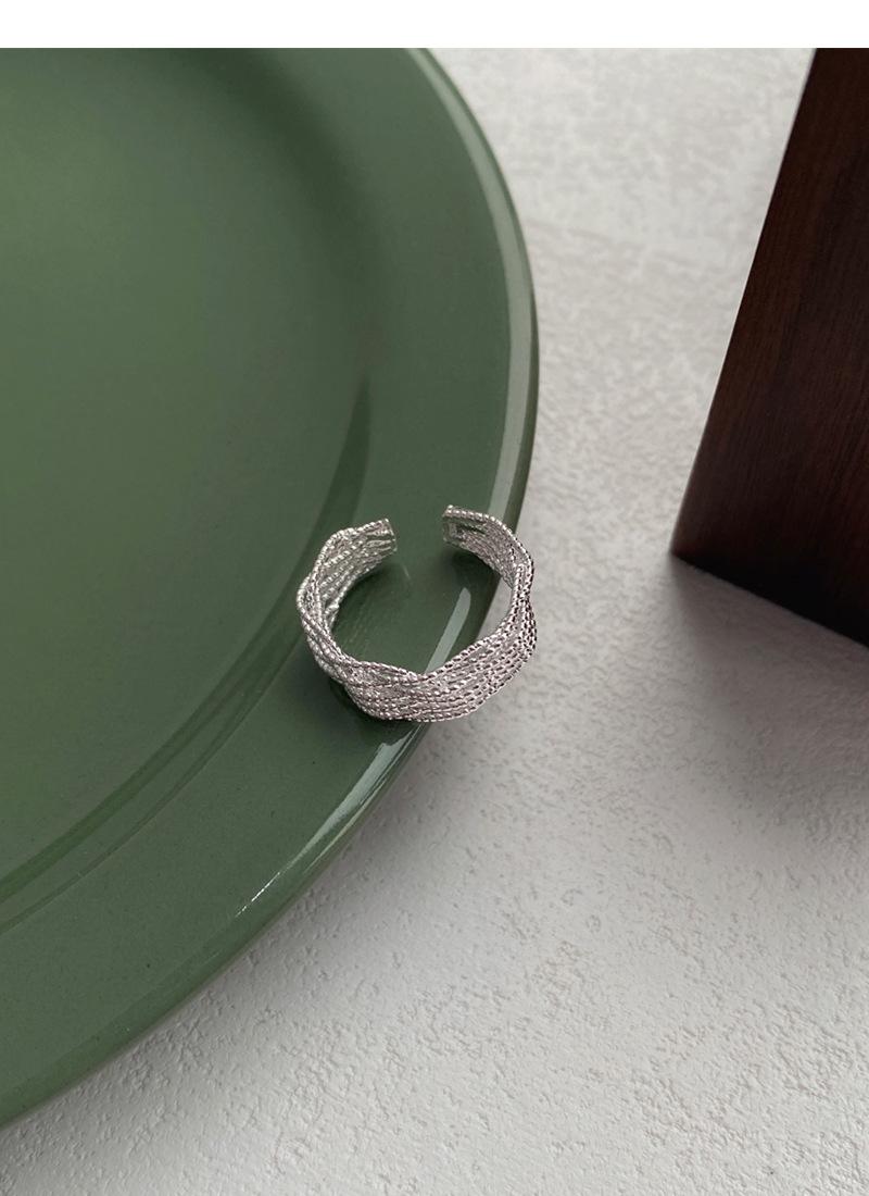 S925 Sterling Silver Braided Line Multi-layer Wrapped Ring Women's Open Ring -490(45%)
