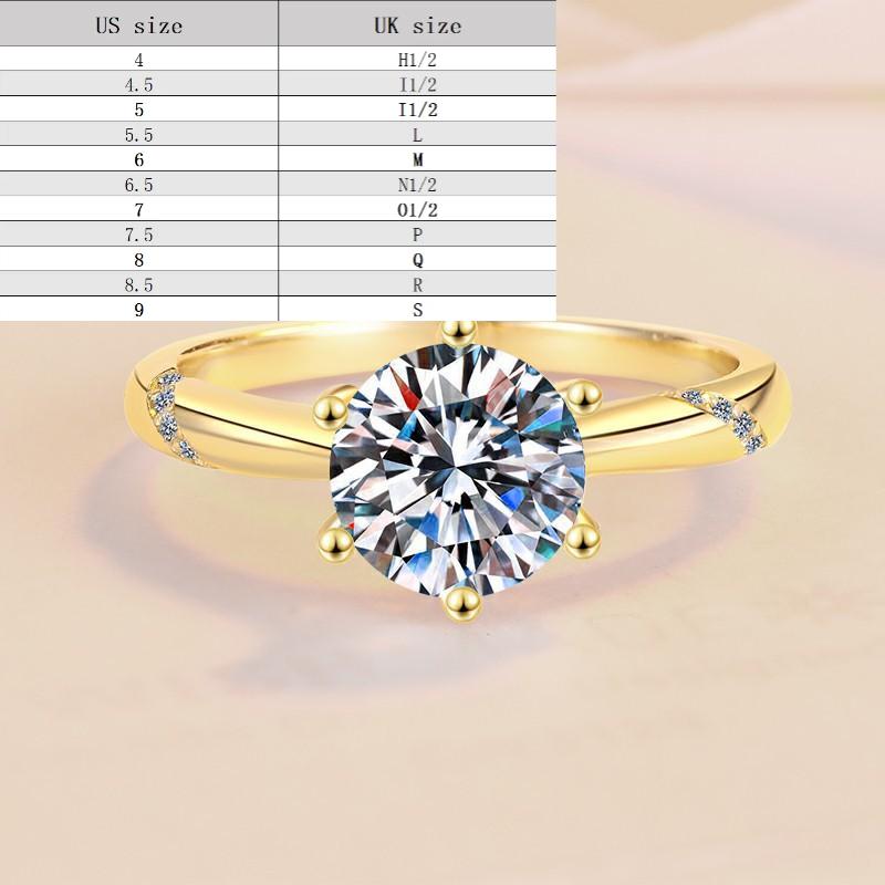 S925 Sterling Silver Six-claw Golden Ring Synthetic Moissanite Ring-277(35%)
