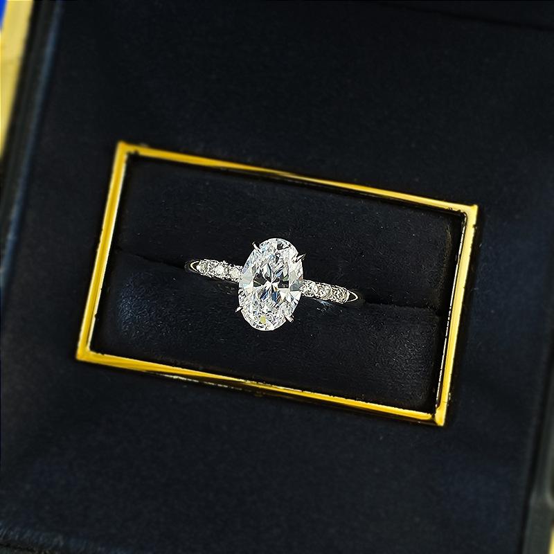 S925 Sterling Silver Oval Cut Oval Ring 6*9mm 6A Cubic Zirconia Ring Springtok-127(35%)