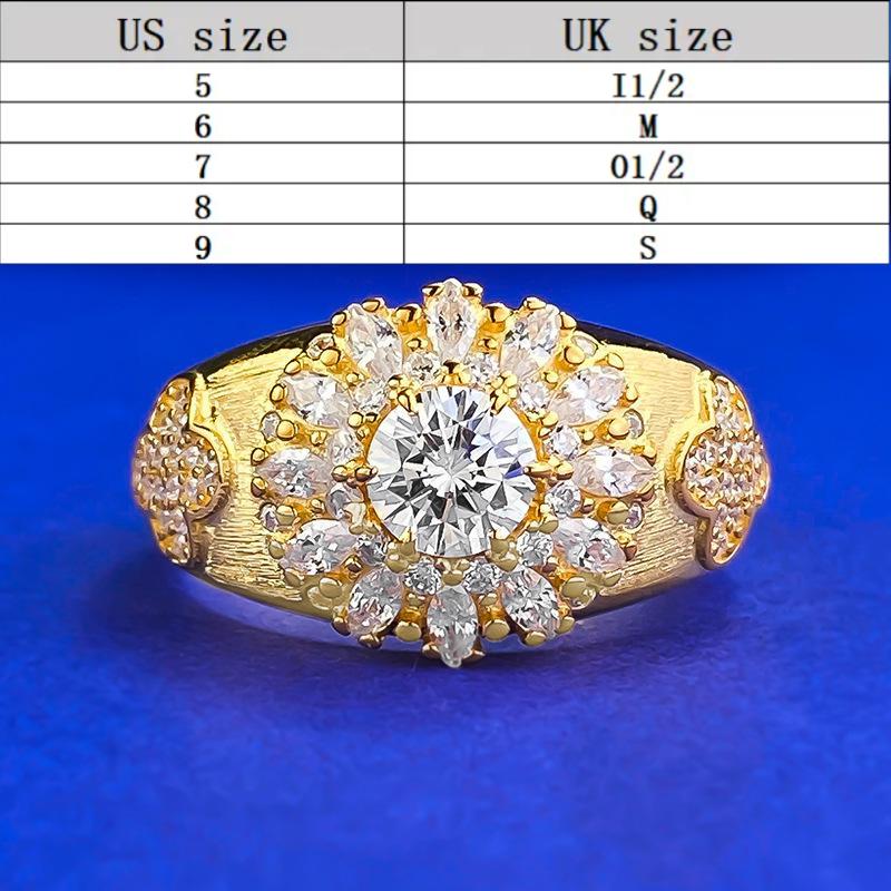 S925 Sterling Silver Golden Plated Brushed Ring 6A Cubic Zirconia Ring fashion jewelry accessory woman girl promise ring Springtok-350(35%)