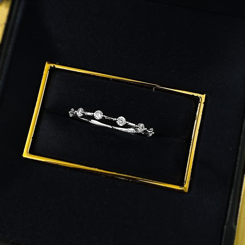 S925 Silver Golden-Plated Band 6A Cubic Zirconia Ring jewellery-116(45%)