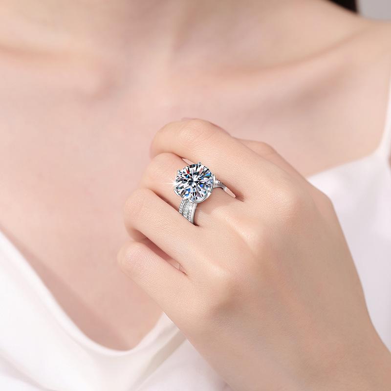 S925 Sterling Silver 10 Karat Ring Synthetic Moissanite Ring fashion jewelry accessory woman girl promise ring Springtok daily clothing decor jewelry gift design ring-248(1%)