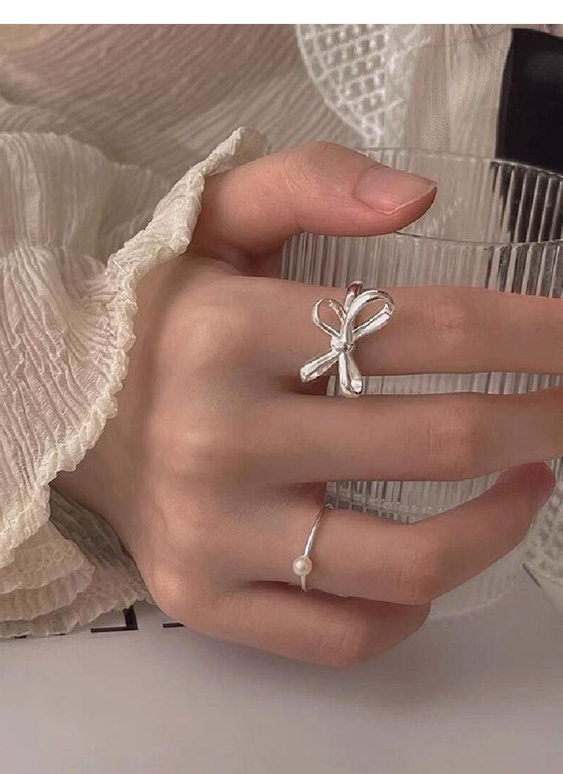 S925 Sterling Silver Bow Irregular Ring Women -515(45%)