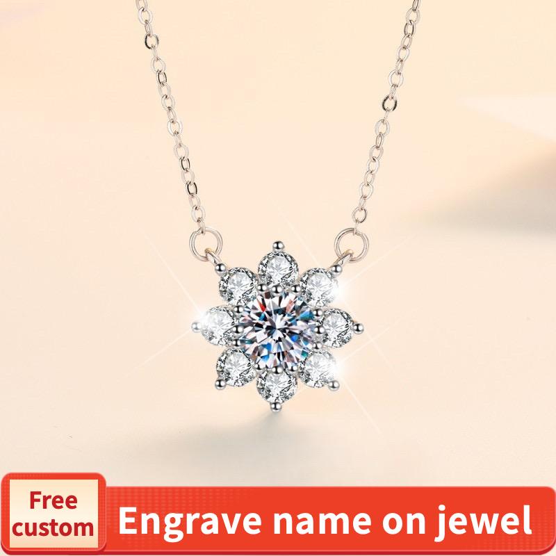 S925 Sterling Silver SUNFLOWER Necklace Synthetic Moissanite Birthday Gift Minimalist Pendant Necklace-325(35%)