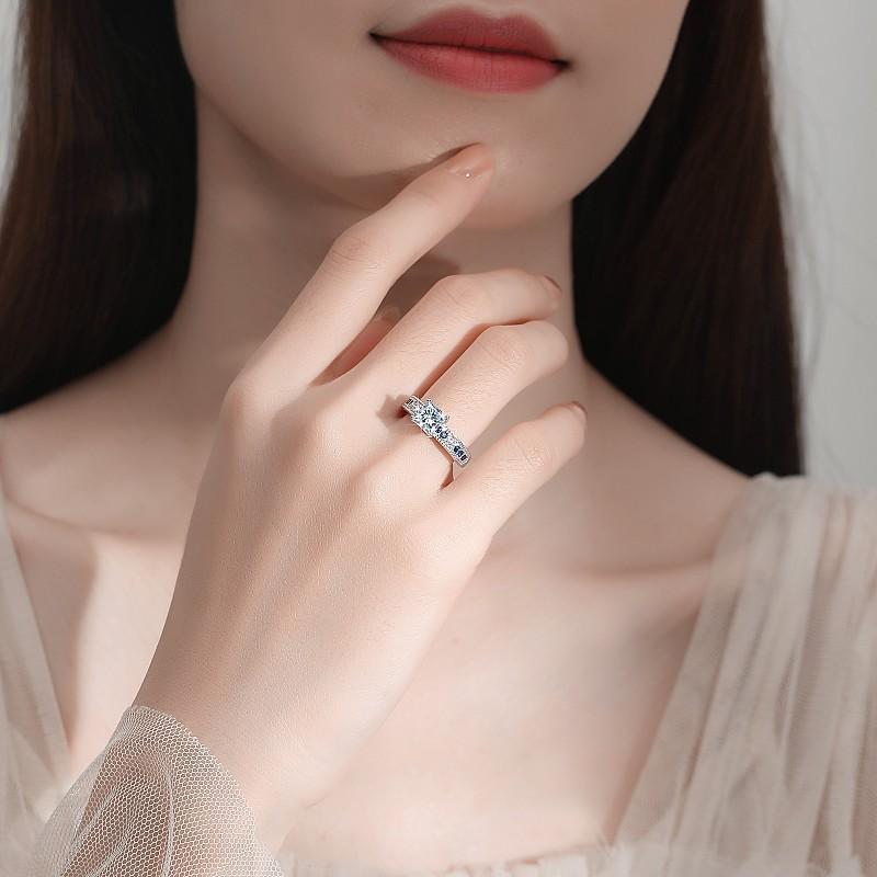 S925 Sterling Silver Engagement Square Ring Synthetic Moissanite Ring fashion jewelry accessory woman girl promise ring-176(35%)