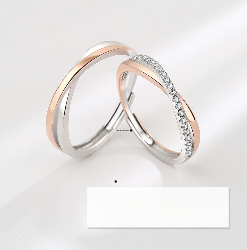 S925 Sterling Silver Mobius Couple Ring Cross Open Ring -555(45%)