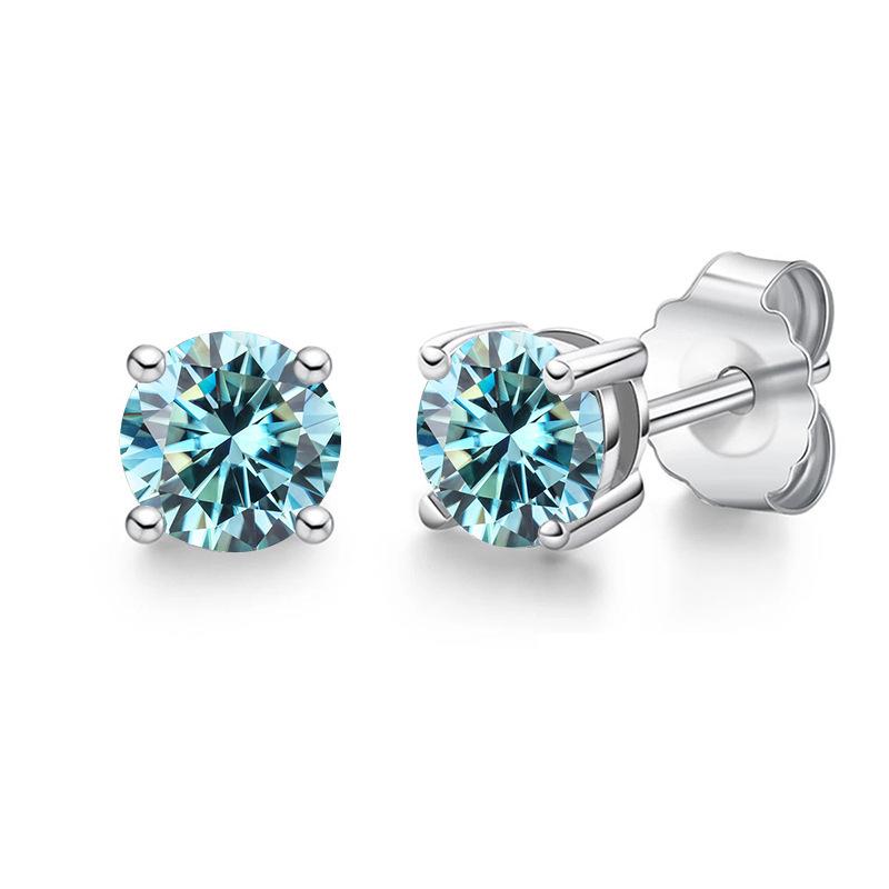 2. S925 Sterling Silver High Grade Synthetic Moissanite  Four-Claw Stud Earrings