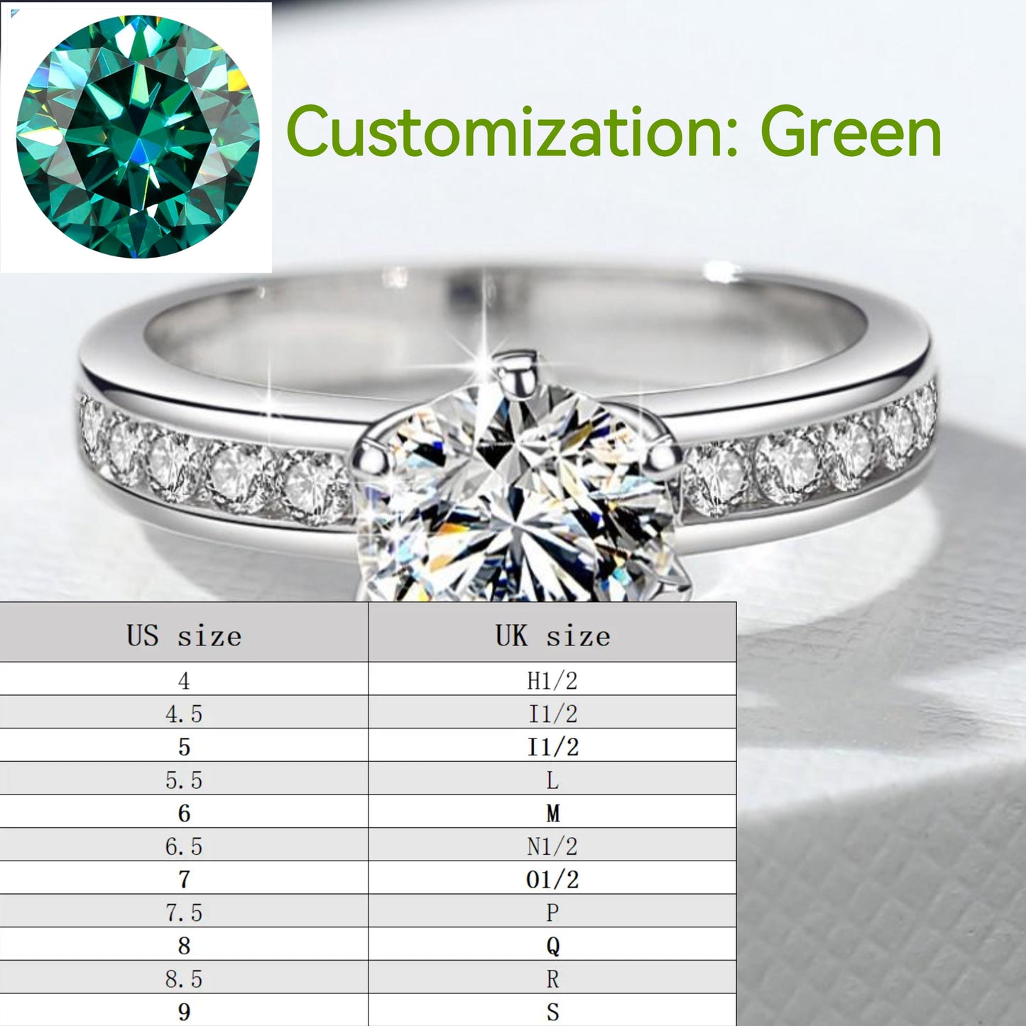 S925 Sterling Silver Ring Six-Claw Crown  Synthetic Moissanite fashion jewelry accessory woman girl promise ring Springtok-341(35%)