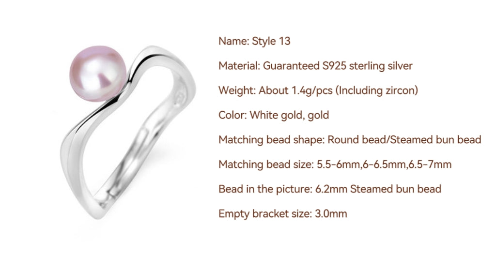 S925 Sterling Silver Ring Empty Holder, Open Ring, DIY Fittings（1pcs, with no bead)