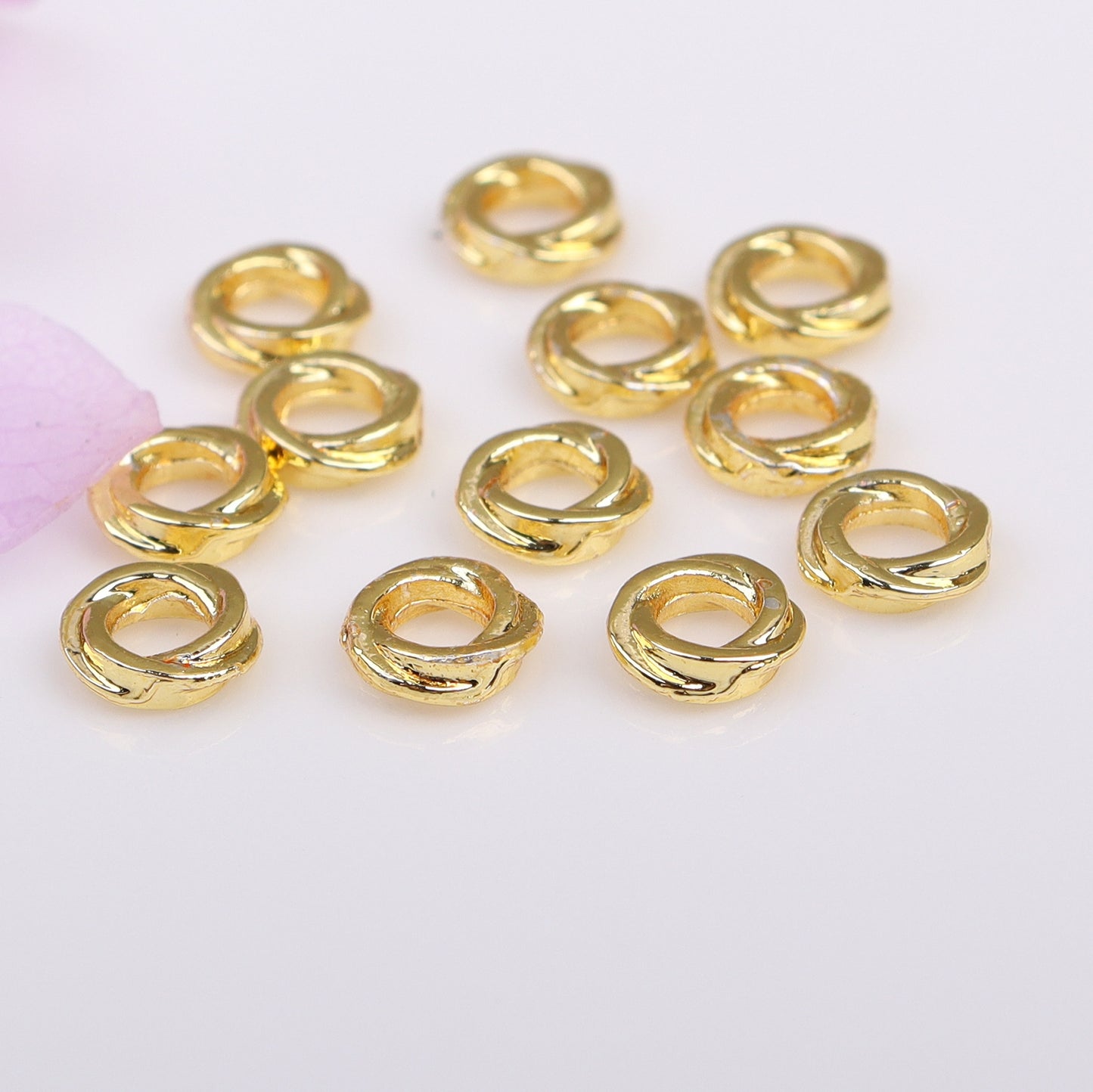 Twisted Metal ring For Jewelry DIY，100 pcs, Covered By 14/18K Real Gold Or Silver