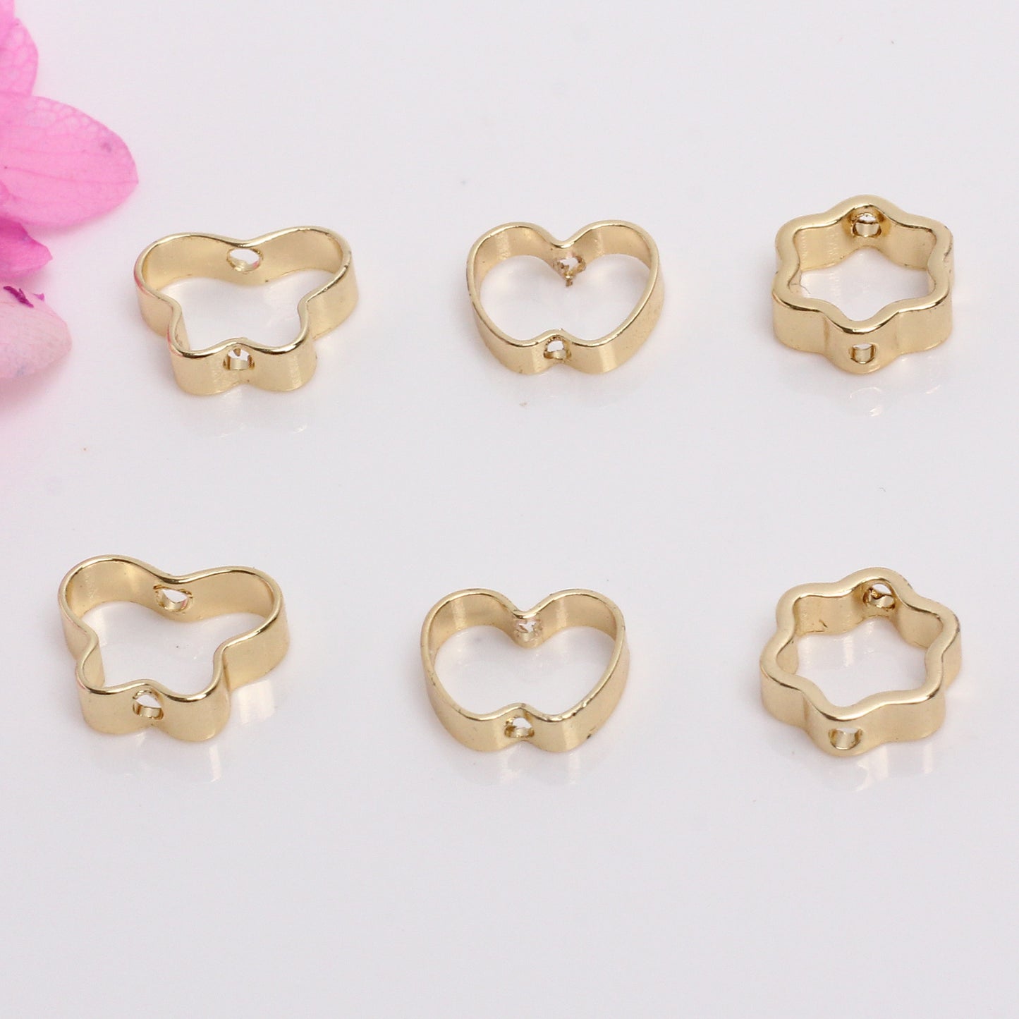 Straight Hole Wrapped Bead Ring For Jewelry DIY，Covered By 14/18K Real Gold Or Silver