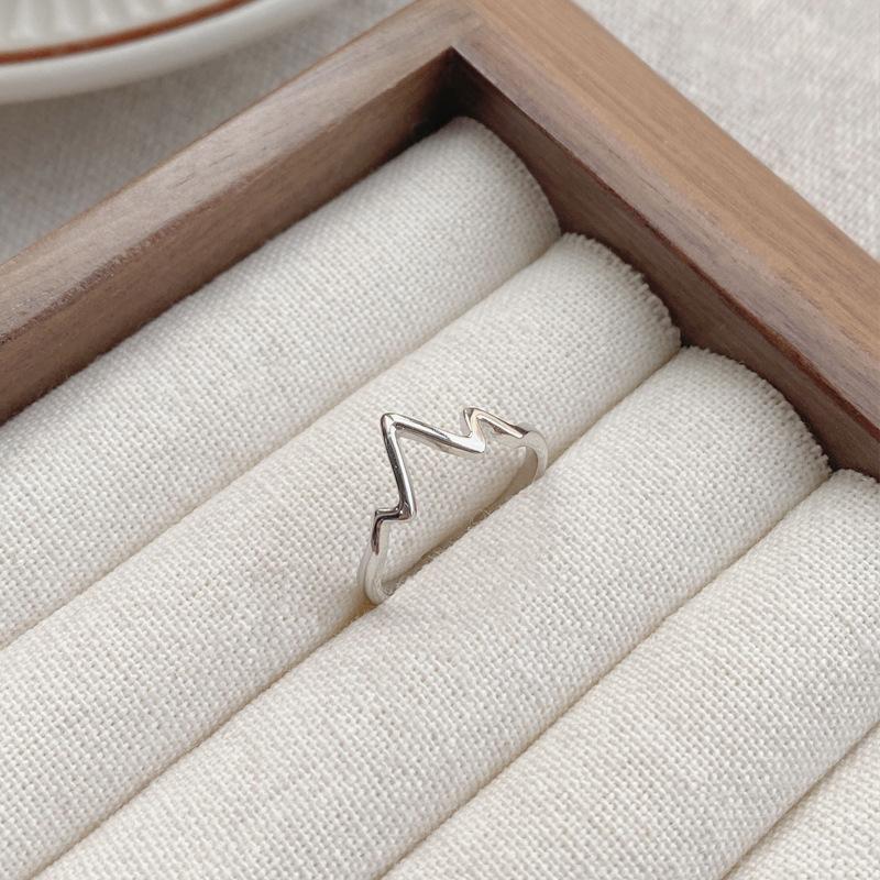 S925 Sterling Silver Simple ECG Ring Switchable Index Finger Women Ring-521(45%)