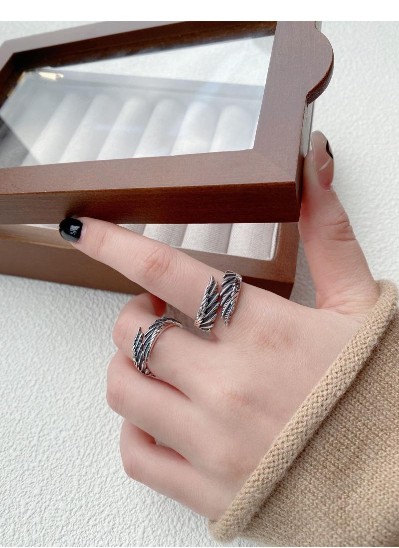 S925 Sterling Silver Vintage Angel Wings Couple Ring -547 weddingring(45%)