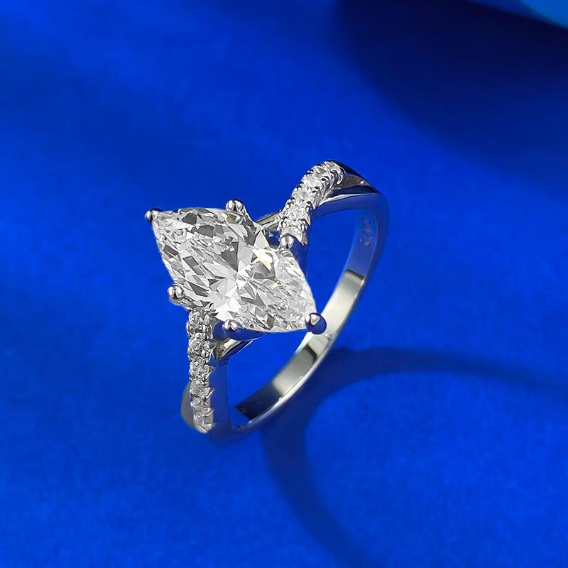 S925 Sterling Silver Marquise Cut Horse Eye Ring 6*12 6A Cubic Zirconia Ring fashion jewelry accessory woman girl promise ring-336(35%)