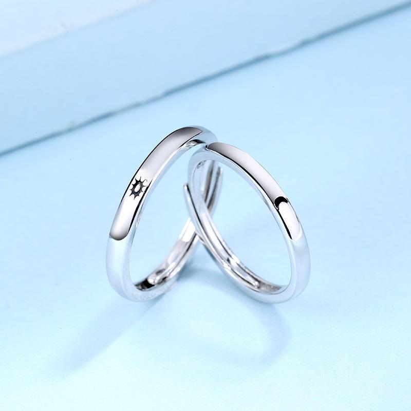 S925 Sterling Silver Sun and Star Simple Open Couple  Ring-496(45%)