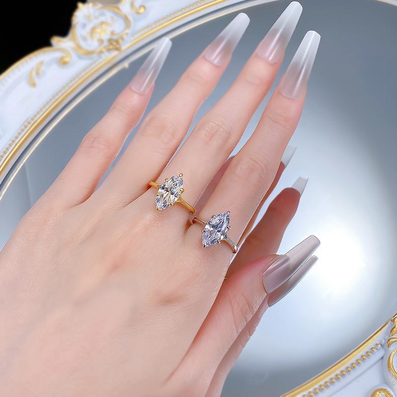 S925 Marquise Ring 7*14mm 6A Cubic Zirconia Ring Plain Circle fashion jewelry accessory woman girl promise ring-103(35%)