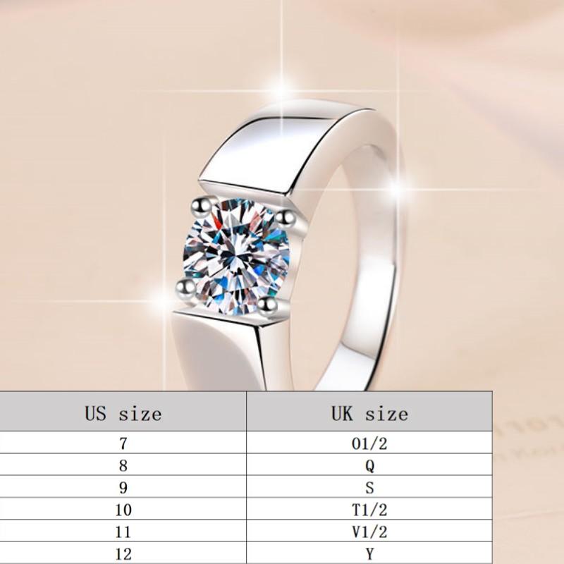 Synthetic Moissanite S925 Sterling Silver Simple Men's Ring Couple Ring Proposal Ring-237(35%)