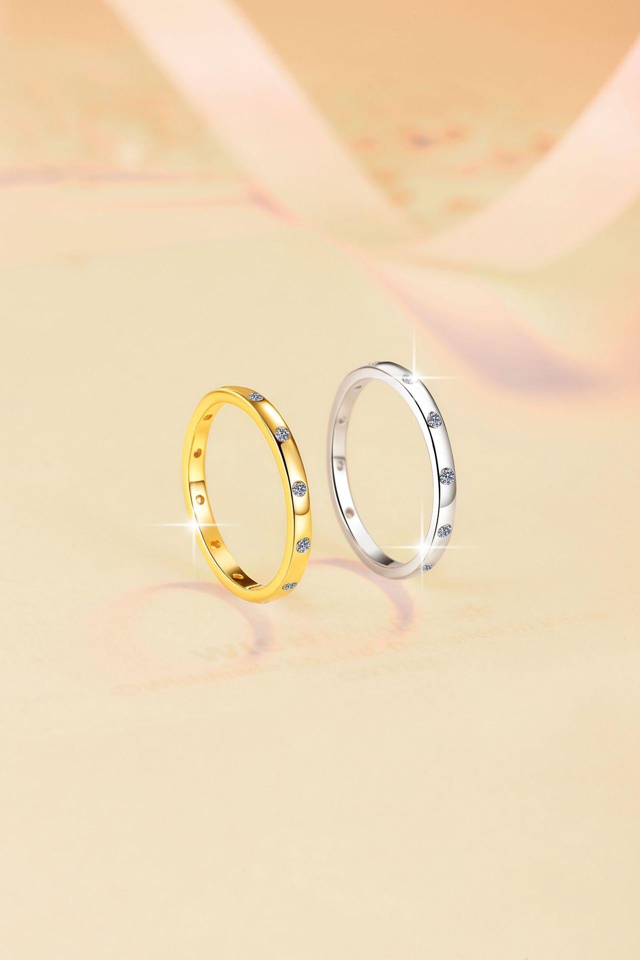 S925 Sterling Silver Full Band Ring Synthetic Moissanite Ring -568(35%)