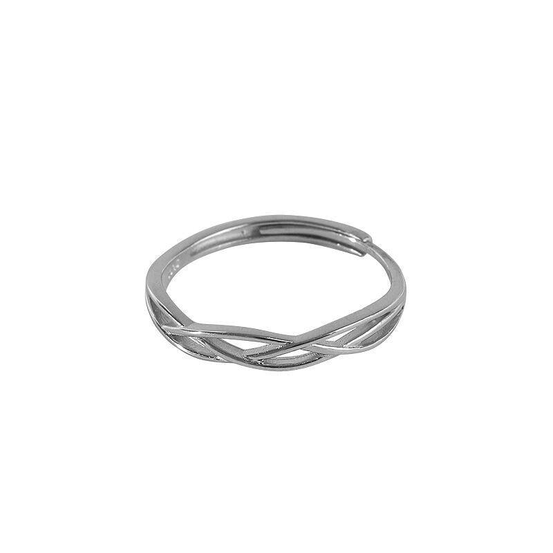 S925 Sterling Silver Plain Circle Geometric Line Winding Ring Female-538(45%)
