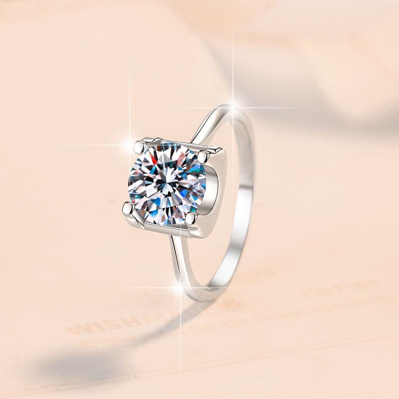 S925 Sterling Silver Square Oval Ring Synthetic Moissanite Ring-472(35%)