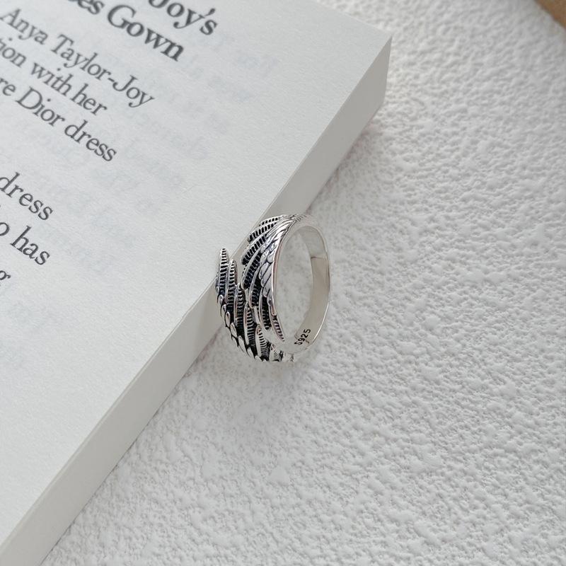 S925 Sterling Silver Vintage Angel Wings Couple Ring -547 weddingring(45%)