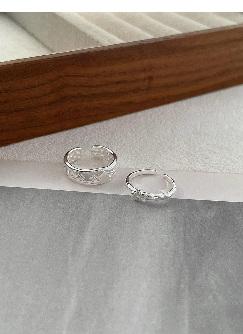 S925 Sterling Silver Irregular Texture Finger Ring for Women - 491(45%)