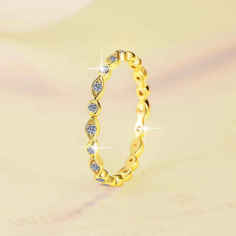 S925 Sterling Silver Single Row Band Ring Synthetic Moissanite Ring-567(35%)