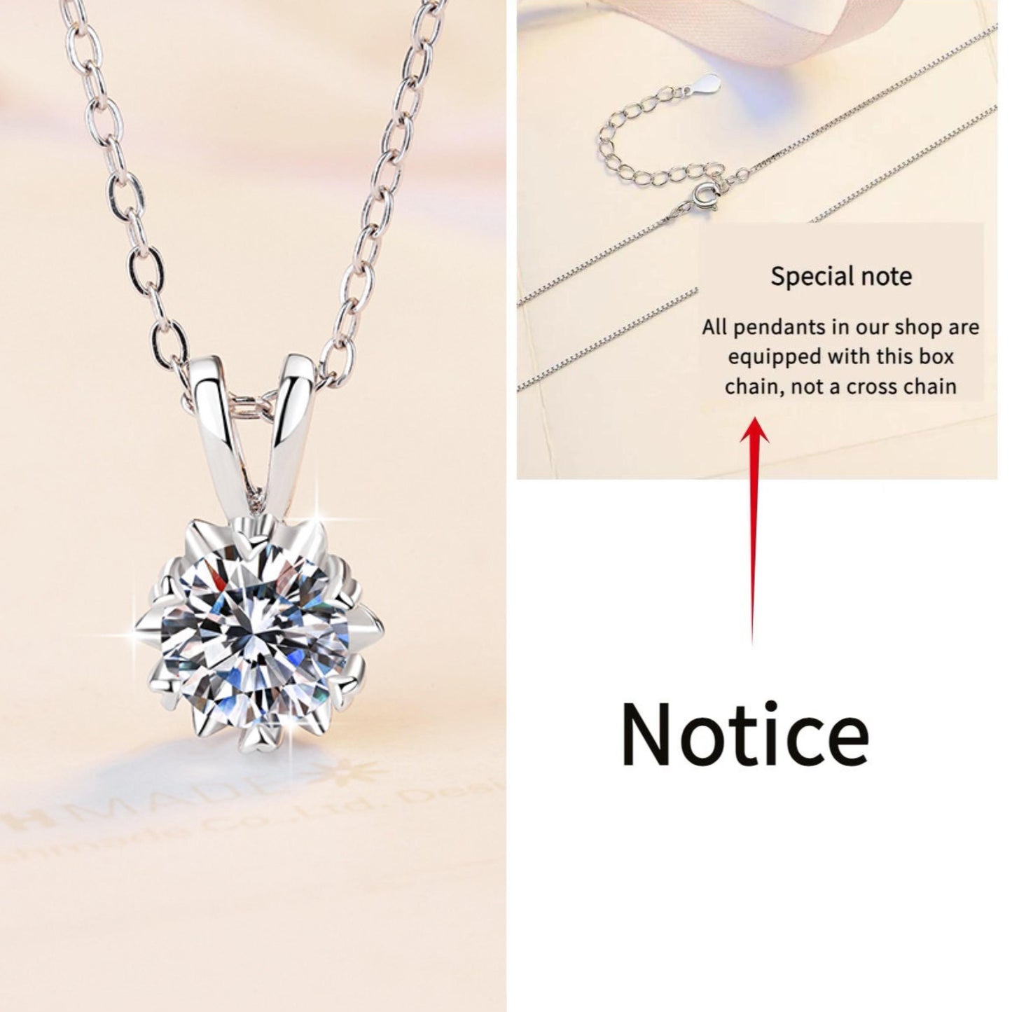 S925 Sterling Silver Snowflake Necklace Synthetic Moissanite Birthday Gift Minimalist Pendant Necklace-323(35%)