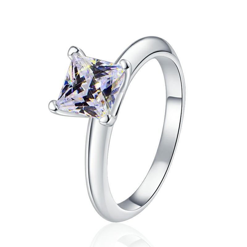 6A Cubic Zirconia S925 Sterling Silver Four-claw Princess Square Ring 1.2Carat-469(25%)