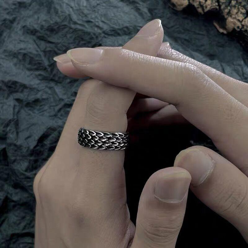 S925 Sterling Silver Dragon Scale Ring Men's retro - 548(45%)