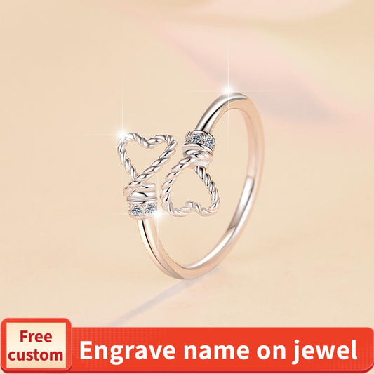 S925 Sterling Silver Twisted String Ring Synthetic Moissanite Ring fashion jewelry accessory woman girl promise ring-213(35%)