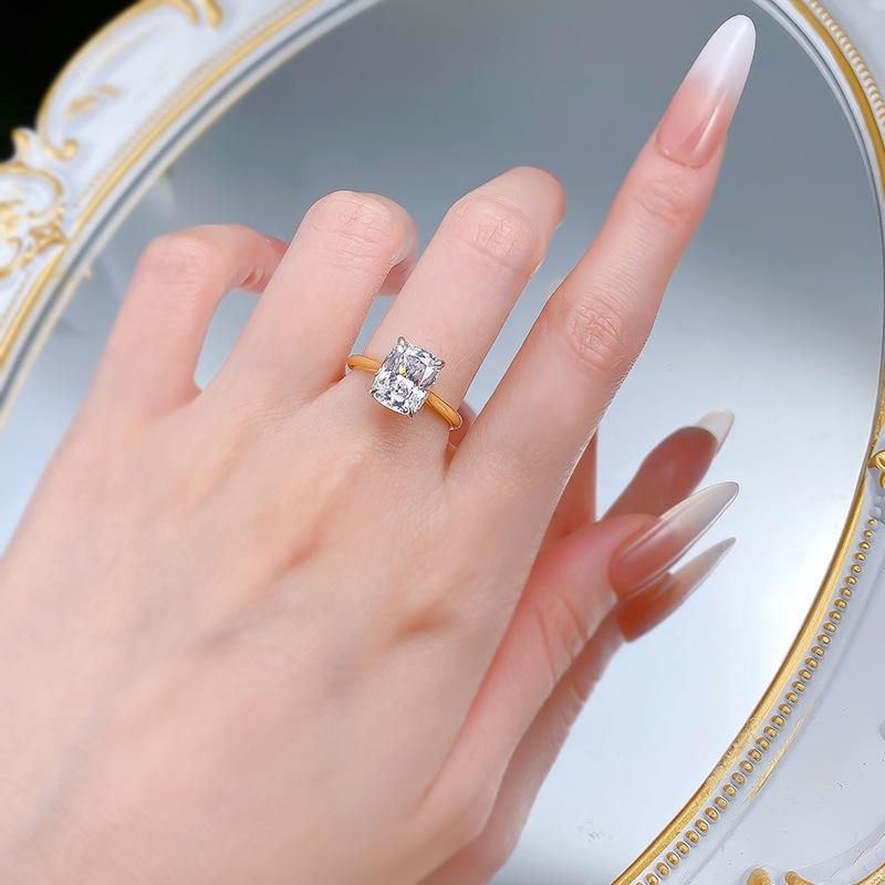 S925 Sterling Silver Radiant Cut Square Ring  8*10mm 6A Cubic Zirconia Ring-257(35%)