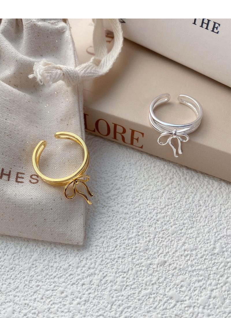 S925 Sterling Silver Simple Bowknot Ring for Women Open Ring -510(45%)