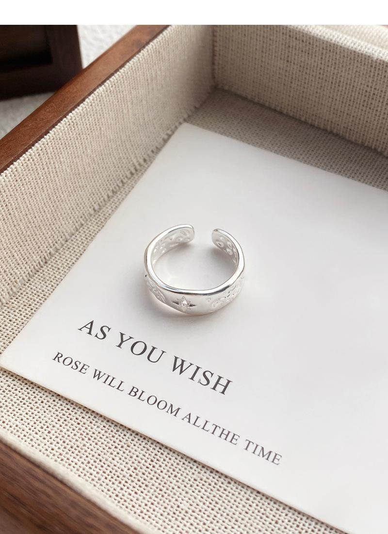 S925 Sterling Silver Irregular Texture Finger Ring for Women - 491(45%)