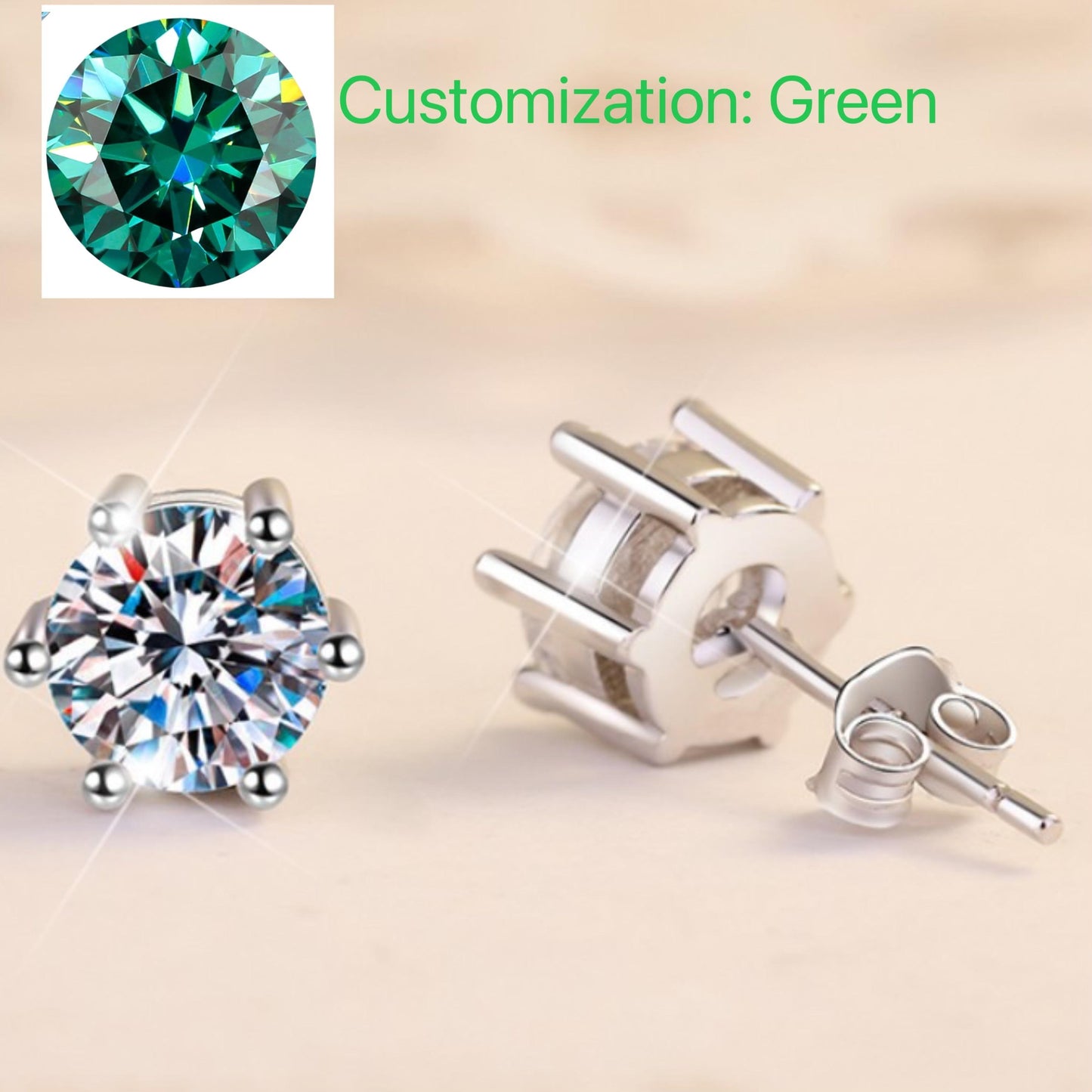 S925 Sterling Silver Six-Claw Crown Stud Earring  Synthetic Moissanite Earrings Daily Life Earrings-608(35%)