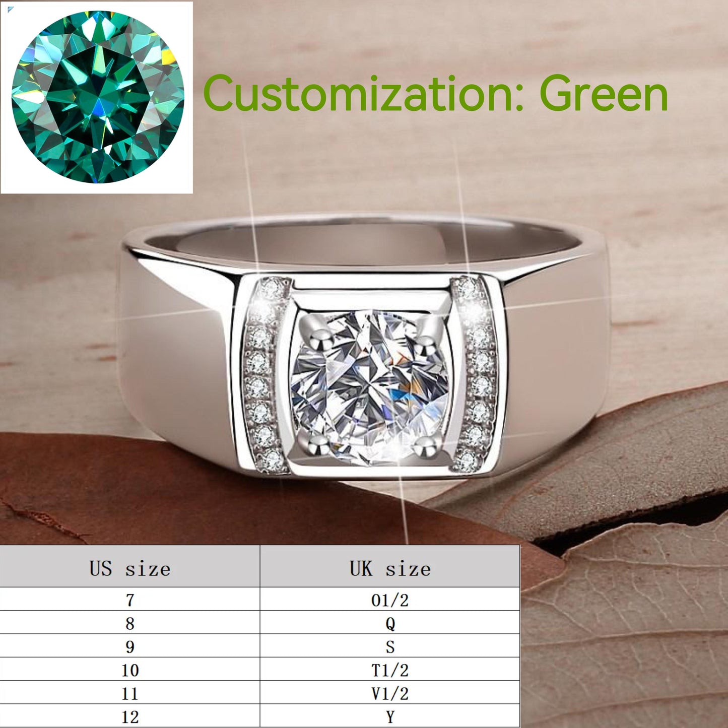 S925 Sterling Silver Man's Ring Inlaid with Super Flash Synthetic Moissanite elegant luxury daily life engagement ring-109(35%)