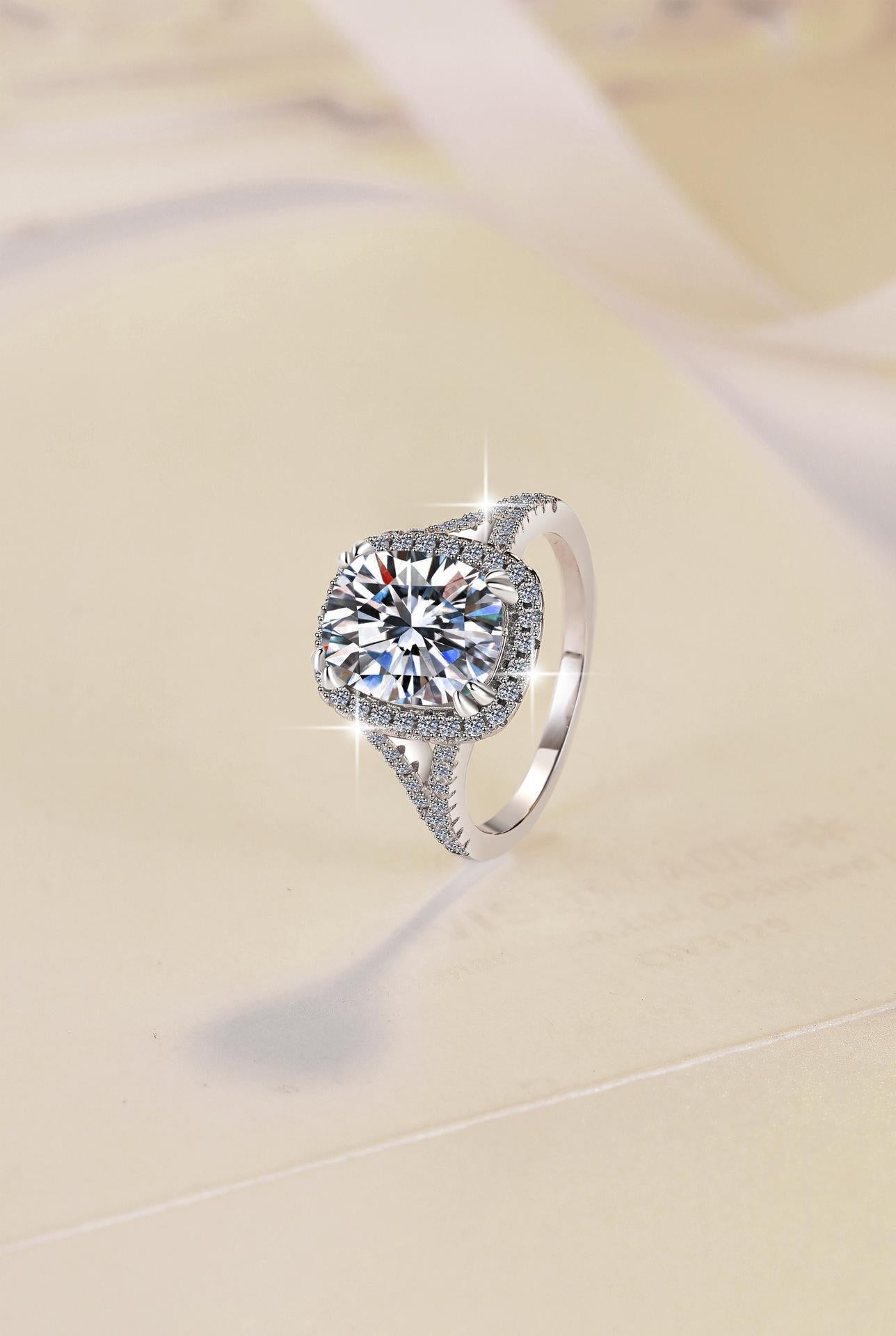 8A Cubic Zirconia S925 Sterling Silver V-Shaped Cushion Square Ring 4Carat-466(25%)