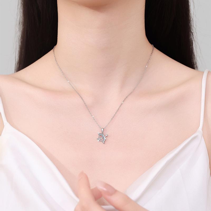 S925 Sterling Silver Twelve Constellations Necklace Synthetic Moissanite Birthday Gift Minimalist Pendant Necklace-332(35%)