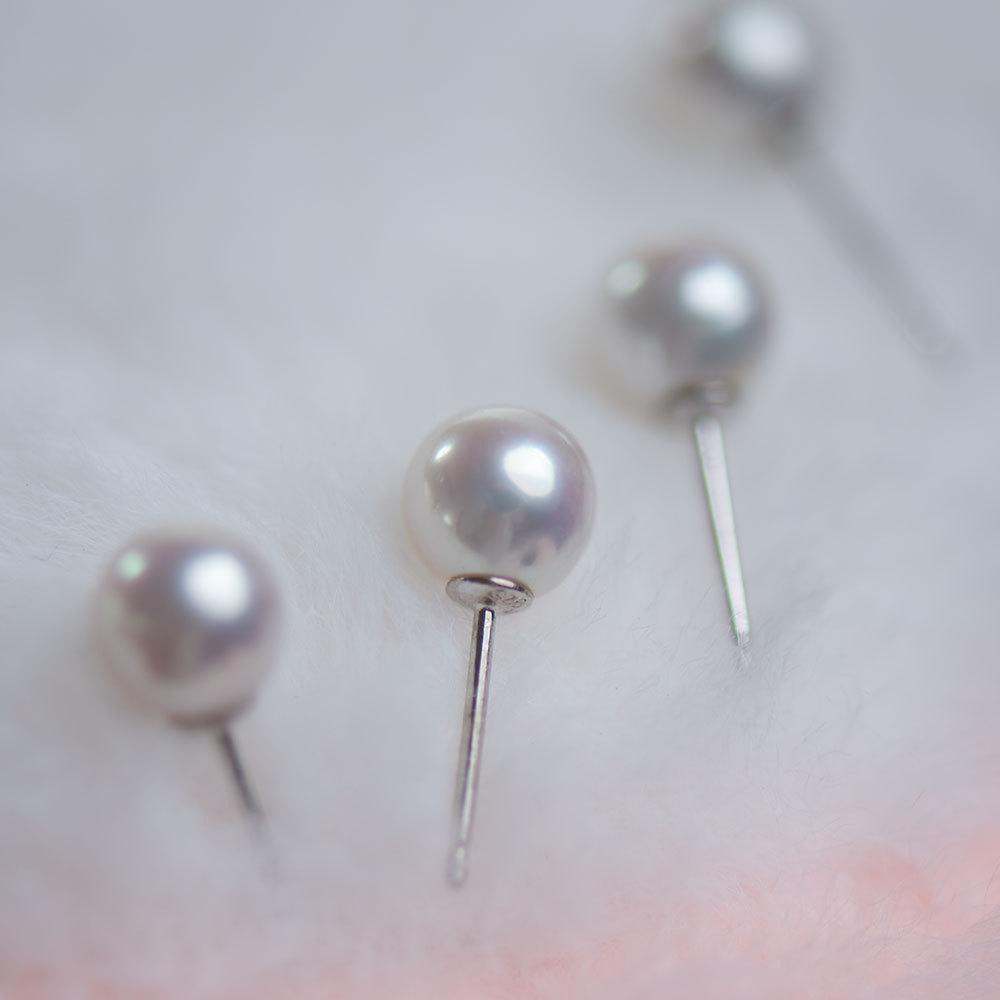 NO90 Nearly Round Nature Freshwater Pearl S925 Sterling Silver Earrings/ High light Slightly blemished natural freshwater pearl/ Send A Special Cloth For Cheaning The Earrings