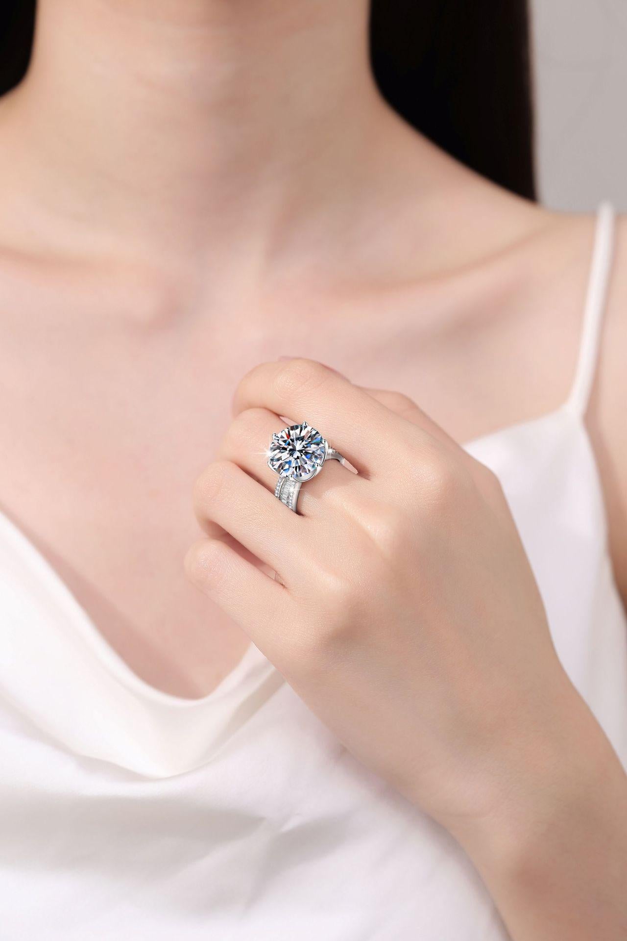 S925 Sterling Silver 10 Karat Ring Synthetic Moissanite Ring fashion jewelry accessory woman girl promise ring Springtok daily clothing decor jewelry gift design ring-248(1%)