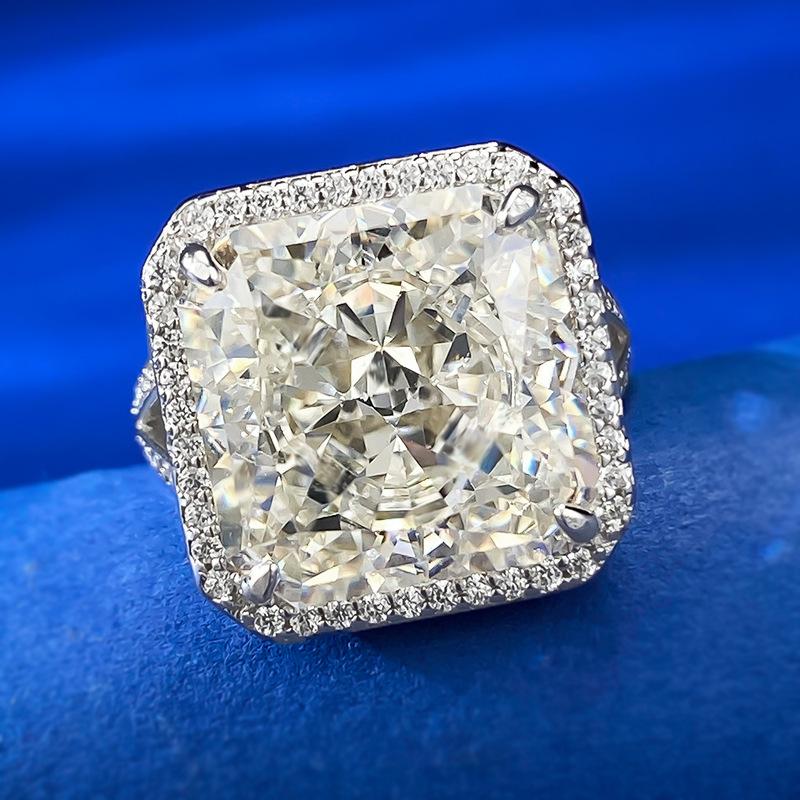 S925 Sterling Silver Ice Flower Cut High Carbon Ring 13*13 8A Cubic Zirconia Ring fashion jewelry accessory woman girl promise ring-392(35%)